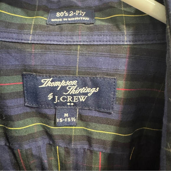 J.crew Men's Blue and Green tartan Plaid Shirt Sz M (15-15.5) - Picture 2 of 6